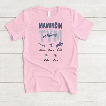 Tričko - Oblíbený tým - sportovní siluety - růžové, Maminčin - Climo.cz