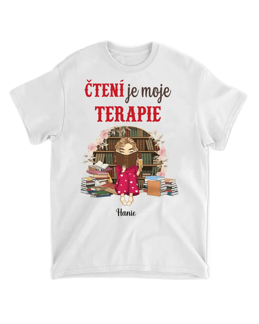 Tričko - Čtení je moje terapie - Climo.cz