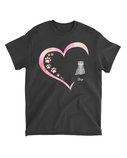 Tričko - Otisky tlapek a srdce - kočky - Climo.cz