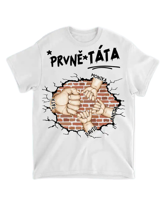 Tričko - Prvně Táta nyní Dědeček 2 - až 10 vnoučat - oboustranný tisk - Climo.cz