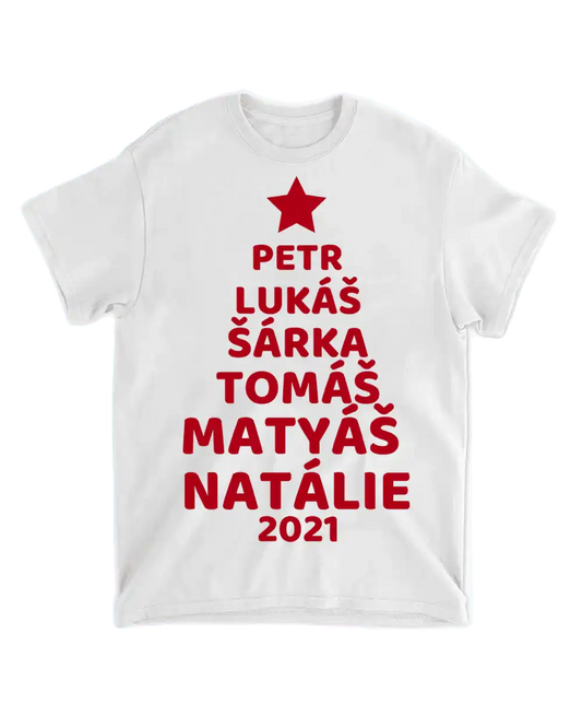 Tričko - Strom s vánočními jmény - Až 8 jmen - Climo.cz