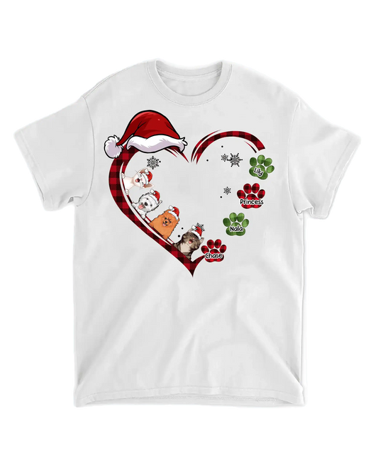 Tričko - Vánoční srdce 2 - až 4 mazlíčci - Climo.cz