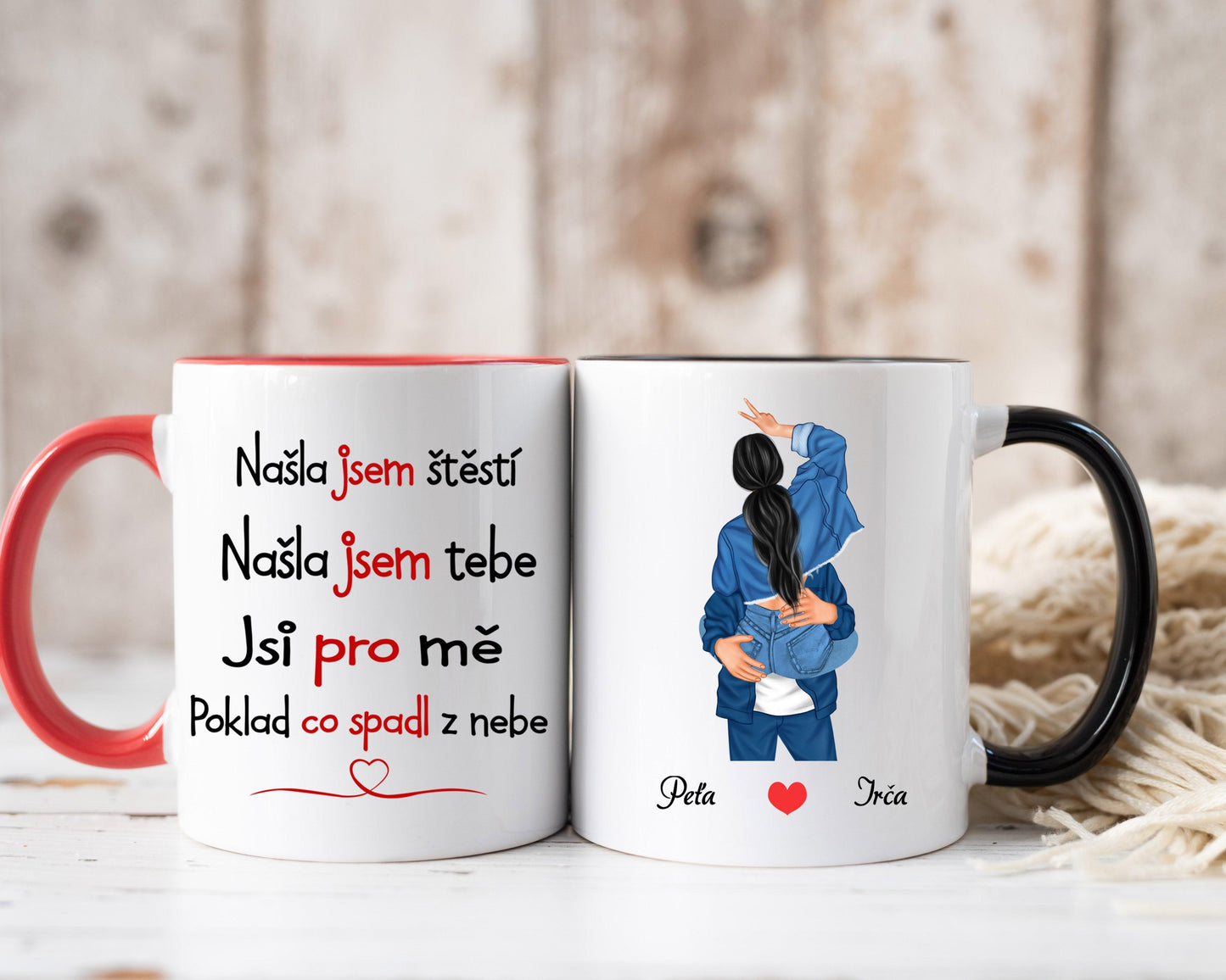 Hrnek - Líbající se pár 2. verze - Našla jsem štěstí. Našla jsem tebe. Jsi pro mě poklad, co spadl z nebe - Climo