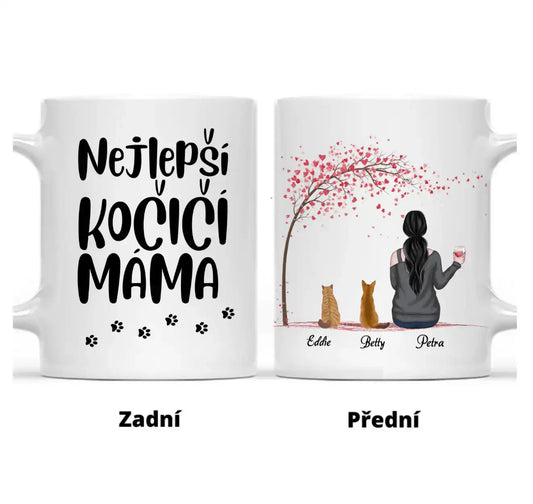 Hrnek - Kočičí máma - růžový stromek - Climo.cz