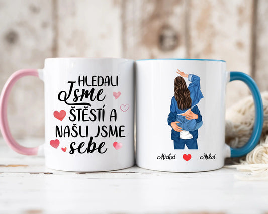 Hrnek - Líbající se pár 2. verze- Hledali jsme štěstí a našli jsme sebe - Climo.cz