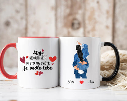 Hrnek - Líbající se pár 2. verze - Moje nejoblíbenější místo na světě je vedle tebe - Climo.cz