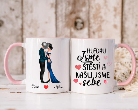 Hrnek - Líbající se pár - Hledali jsme štěstí a našli jsme sebe - Climo.cz