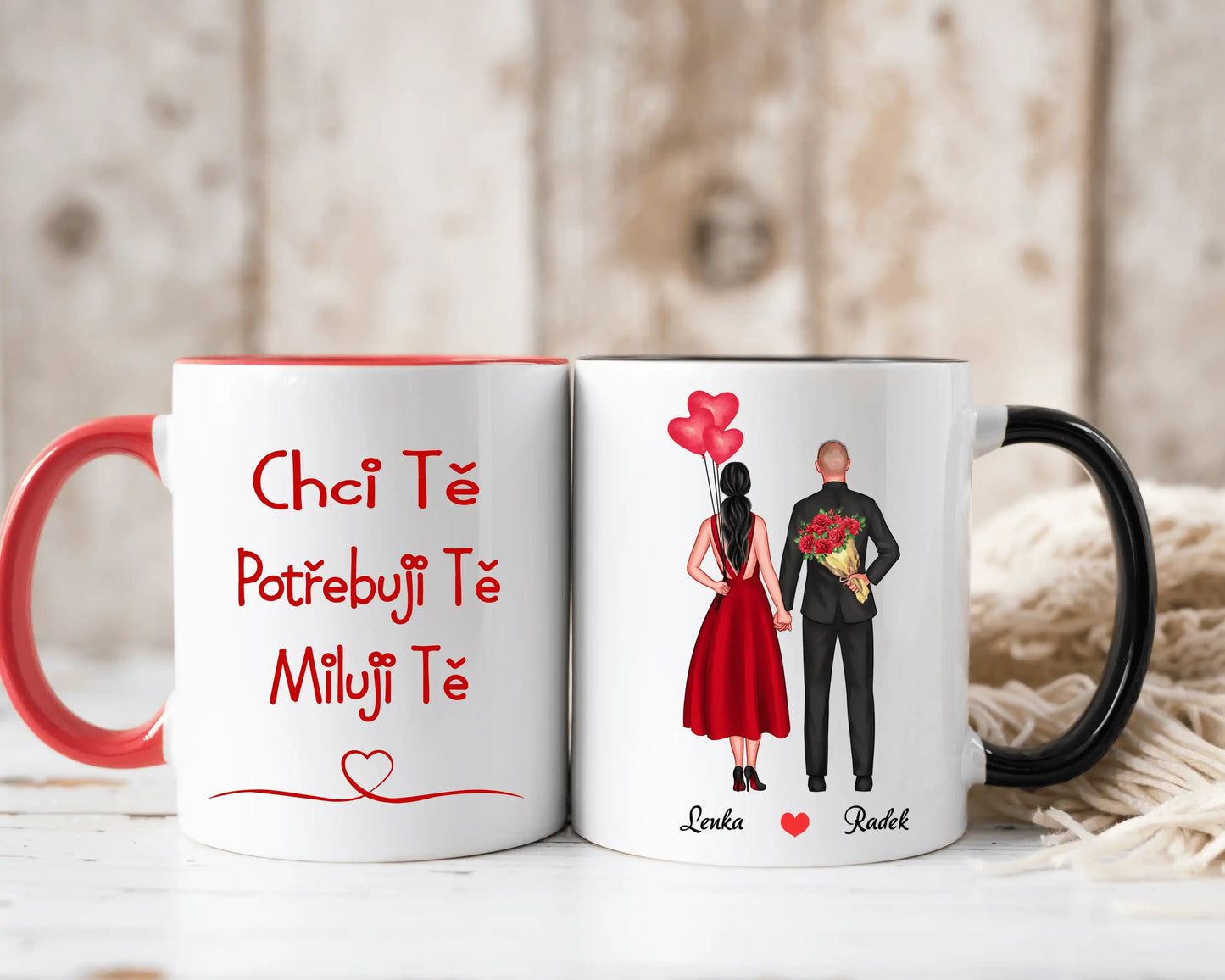 Hrnek - Zamilovaný pár 2. verze - Chci tě. Potřebuji tě. Miluji tě - Climo.cz