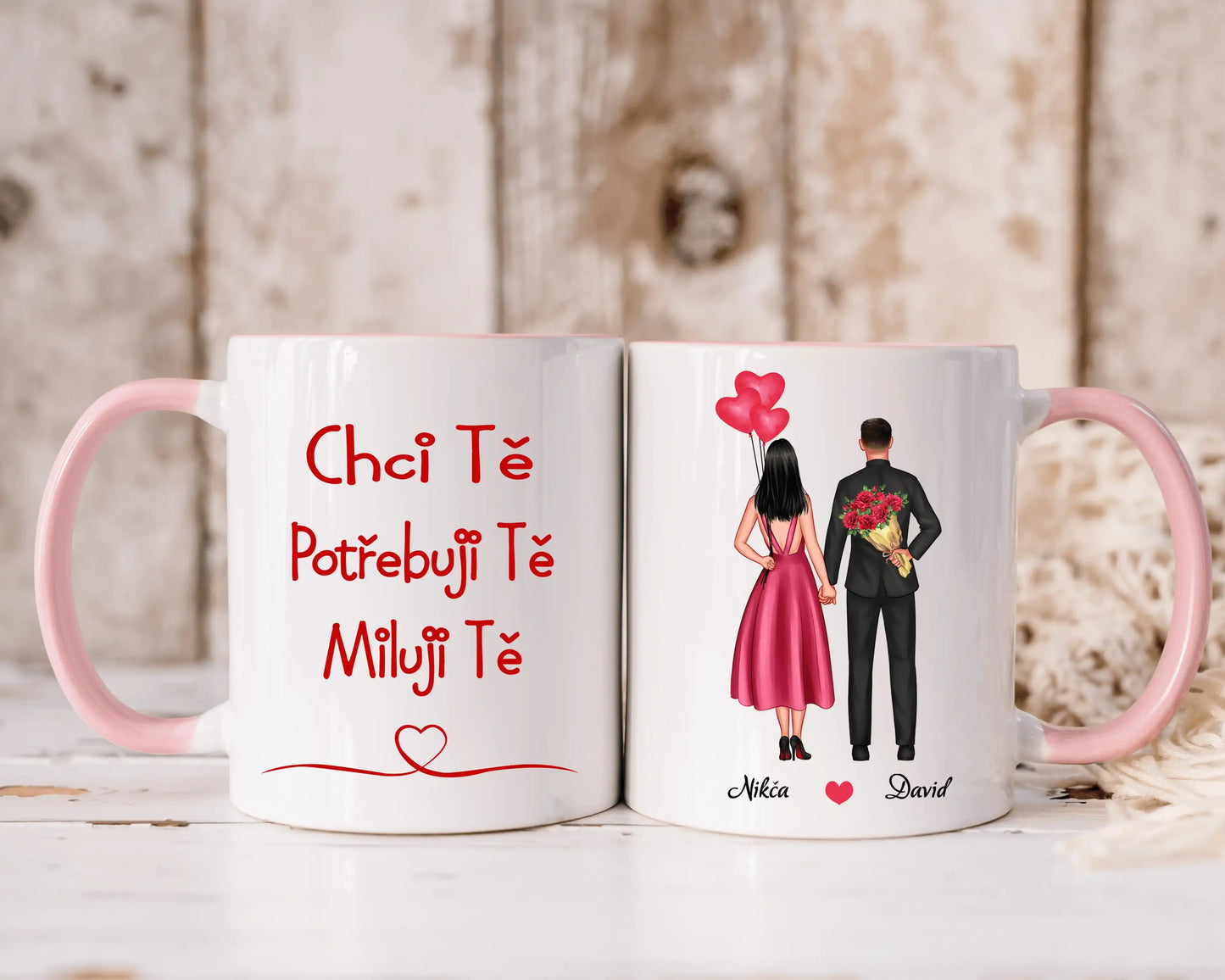 Hrnek - Zamilovaný pár 2. verze - Chci tě. Potřebuji tě. Miluji tě - Climo.cz