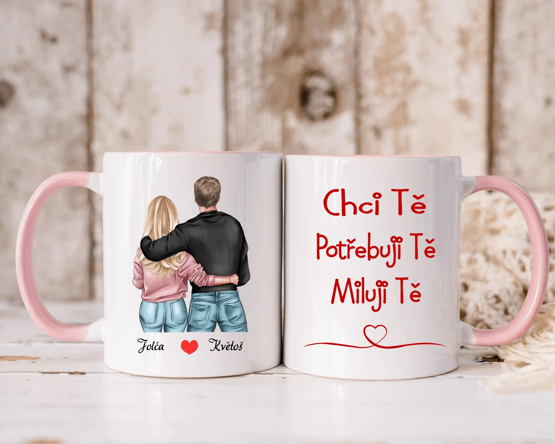 Hrnek - Zamilovaný pár - Chci tě. Potřebuji tě. Miluji tě - Climo.cz