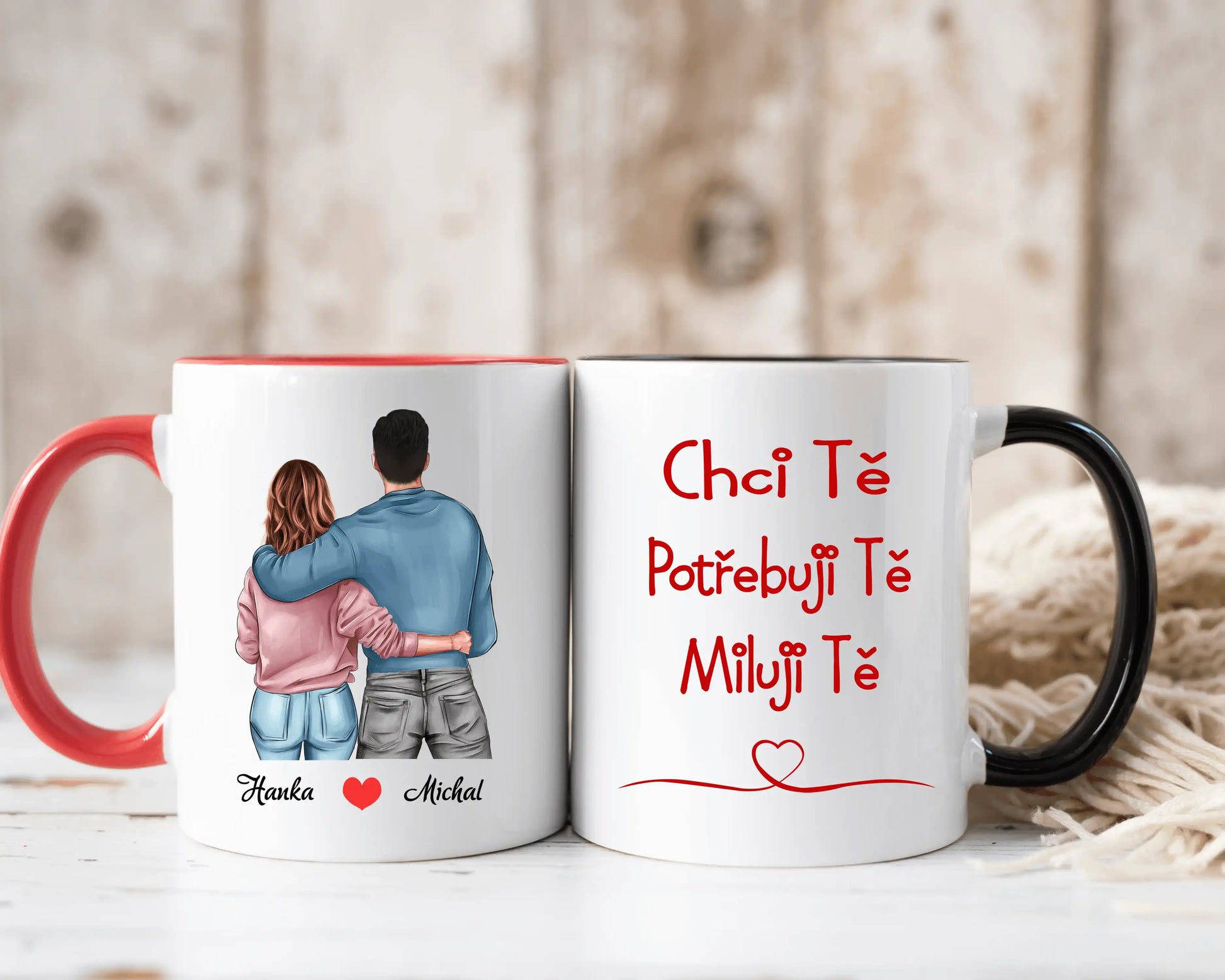 Hrnek - Zamilovaný pár - Chci tě. Potřebuji tě. Miluji tě - Climo.cz